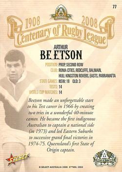 2008 NRL Centenary #77 Arthur Beetson Back